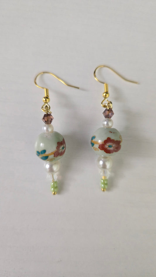 Large Floral Ceramic Colorful Simple Earrings