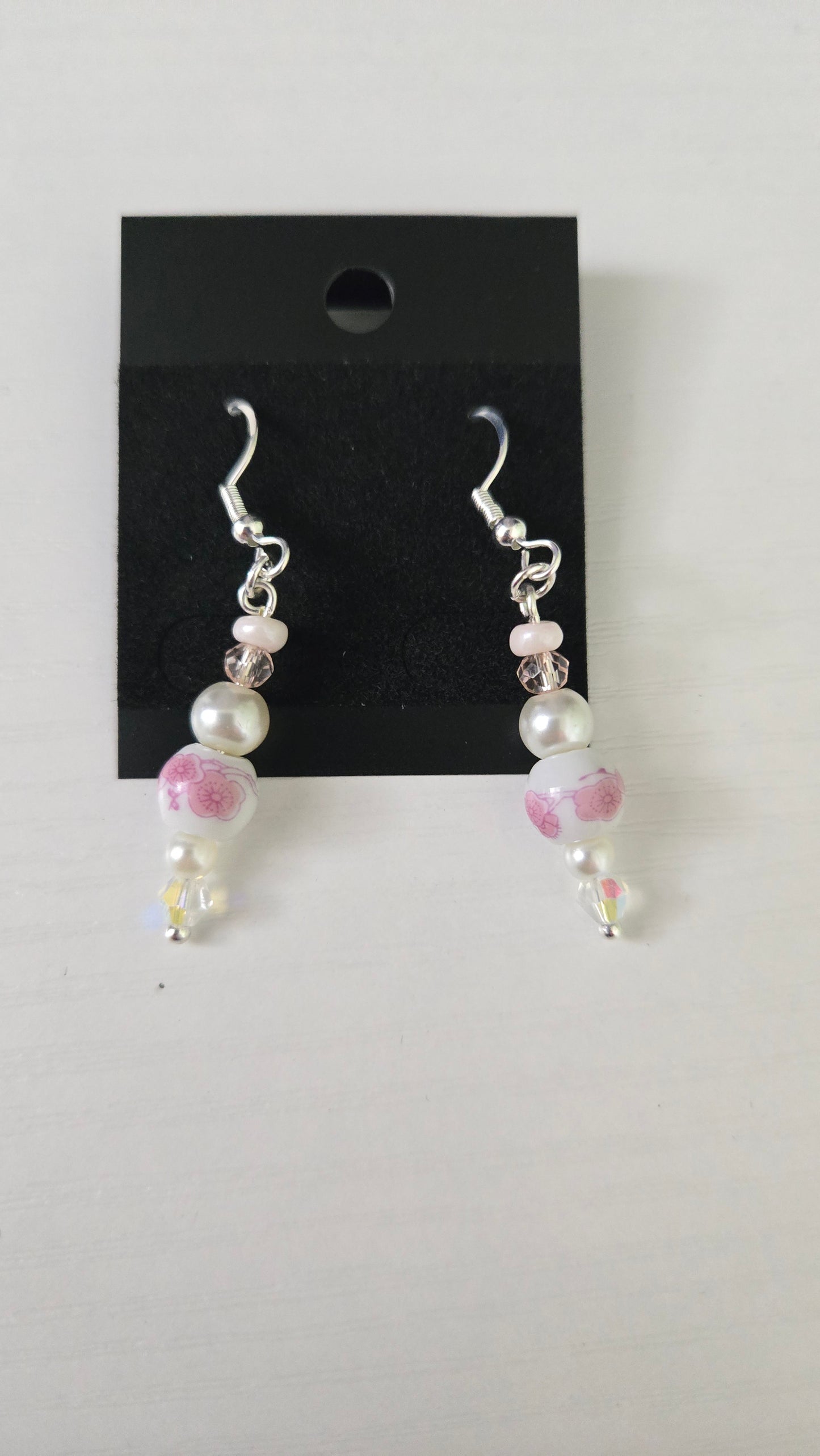 Pink Floral Ceramic Simple Earrings