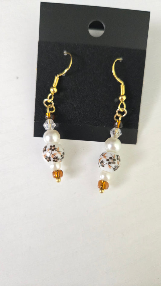Brown Floral Ceramic Simple Earrings