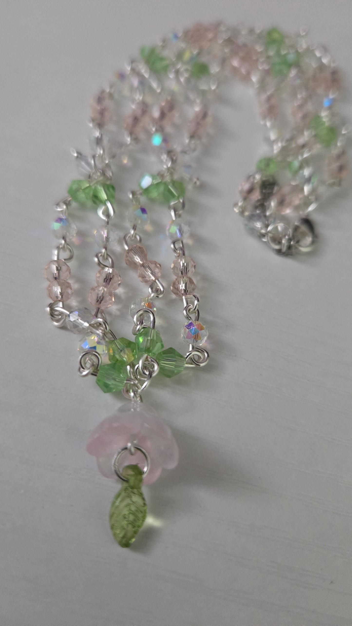Pink Bellflower Double Layer Necklace