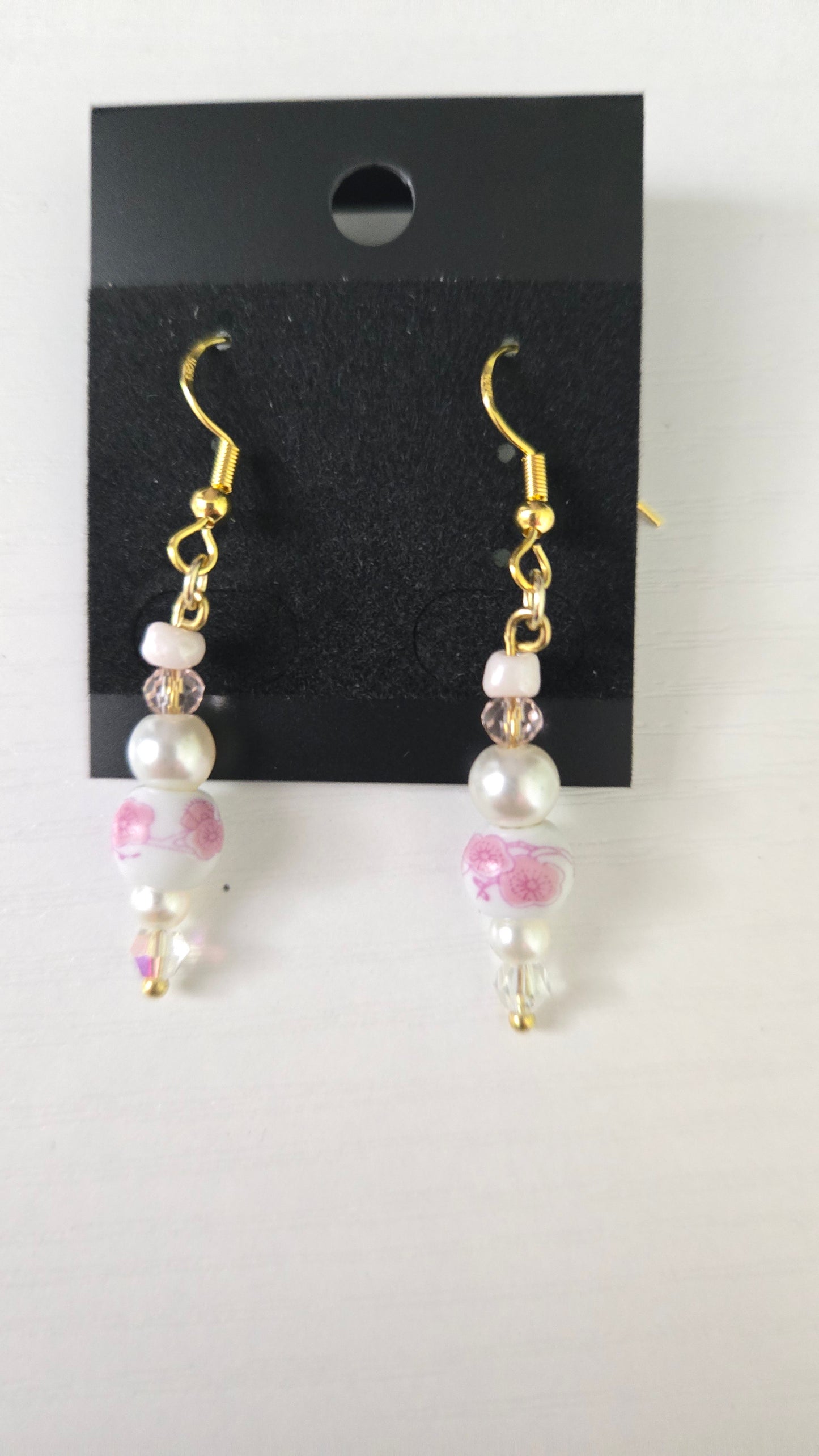 Pink Floral Ceramic Simple Earrings