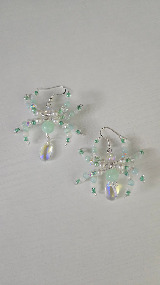 Aqua Spider Earrings
